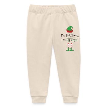 Elf Sized – Funny Christmas Saying Design - Baby Organic Sweatpants by Stanley/Stella - soft Ecru - Front