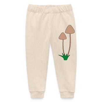 Minimalist Mushroom Botanical Illustration - Baby Organic Sweatpants by Stanley/Stella - soft Ecru - Front