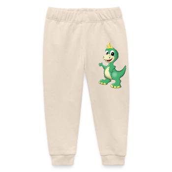 Green Dino Dragon Friend Adventure - Baby Organic Sweatpants by Stanley/Stella - soft Ecru - Front