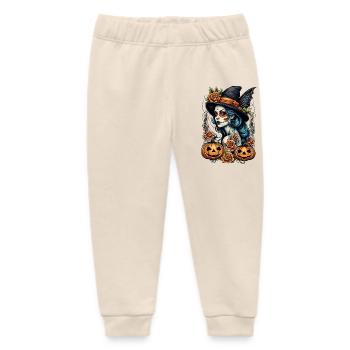 Día Muertos Witch - Baby Organic Sweatpants by Stanley/Stella - soft Ecru - Front