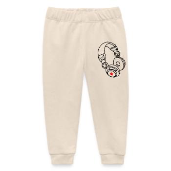 Headphones Star: Music & Party Vibes - Baby Organic Sweatpants by Stanley/Stella - soft Ecru - Front
