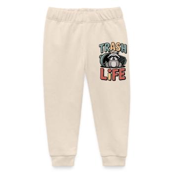 Raccoon Humor – Trash Life - Baby Organic Sweatpants by Stanley/Stella - soft Ecru - Front