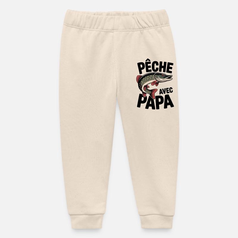 Brochet stylisé Peche avec Papa - Pantalon de jogging bébé bio Stanley/Stella - écru doux