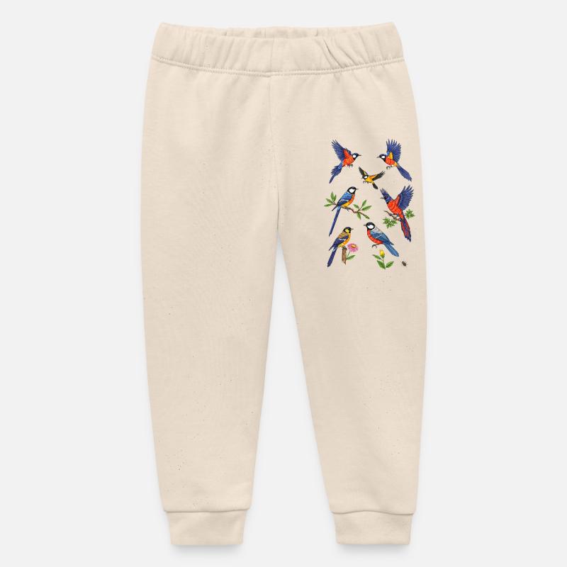 Oiseaux martin-pêcheurs - Pantalon de jogging bébé bio Stanley/Stella - écru doux