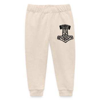 Thor's Hammer (Black) - Baby Organic Sweatpants by Stanley/Stella - soft Ecru - Front