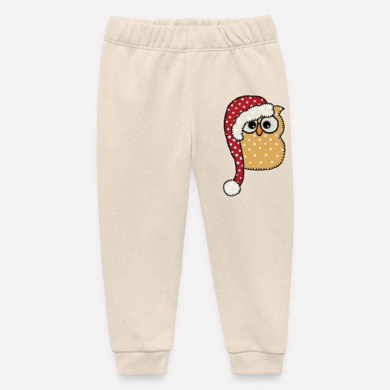 Hibou de Noël - Pantalon de jogging bébé bio Stanley/Stella - écru doux