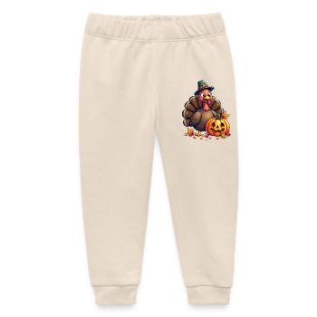 Thanksgiving Funny Thanksgiving Turkey - Baby Organic Sweatpants by Stanley/Stella - soft Ecru - Front