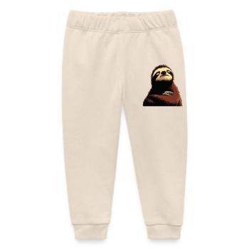 Zen Sloth Serenity Motif - Baby Organic Sweatpants by Stanley/Stella - soft Ecru - Front