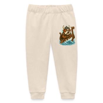 Viking Bulldog Paddling Fierce Longship - Baby Organic Sweatpants by Stanley/Stella - soft Ecru - Front