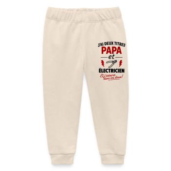 Dad Electrician Christmas Father's Day Gift Idea - Baby Organic Sweatpants by Stanley/Stella - soft Ecru - Front