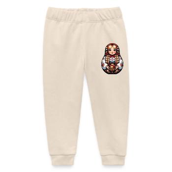 Matryoshka in Russian Matryoshka Doll Russian - Baby Organic Sweatpants by Stanley/Stella - soft Ecru - Front