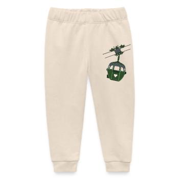 Green Cable Car Heart Motif - Baby Organic Sweatpants by Stanley/Stella - soft Ecru - Front