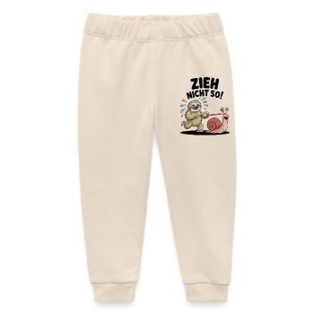 Sloth pulling snail, funny cartoon - Baby Organic Sweatpants by Stanley/Stella - soft Ecru - Front