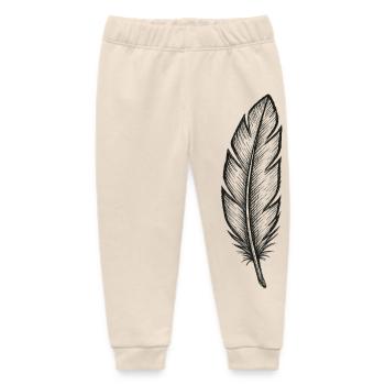 Black glitter feather with texture - Baby Organic Sweatpants by Stanley/Stella - soft Ecru - Front