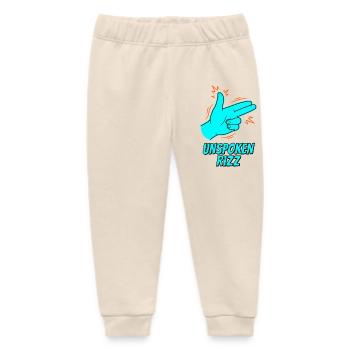 Unspoken Rizz Hand Sign - Baby Organic Sweatpants by Stanley/Stella - soft Ecru - Front