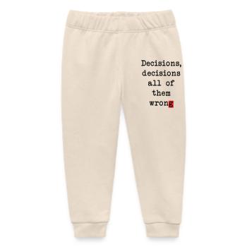 Wrong Decisions Club - Baby Organic Sweatpants by Stanley/Stella - soft Ecru - Front