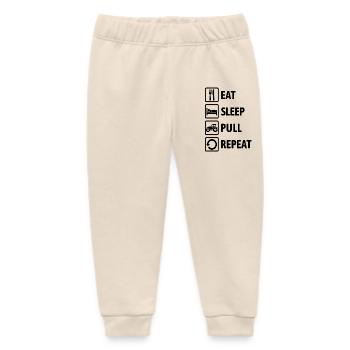 Eat Sleep Pull Repeat - Tractor Driving - Farmer - Baby Organic Sweatpants by Stanley/Stella - soft Ecru - Front