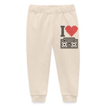 I Love Ghettoblaster – 80s Old School Music - Baby Organic Sweatpants by Stanley/Stella - soft Ecru - Front