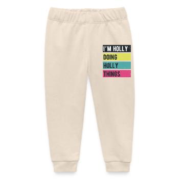 I’m Holly Doing Holly Things Retro Colors - Baby Organic Sweatpants by Stanley/Stella - soft Ecru - Front