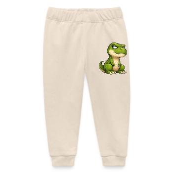 Grumpy T-Rex Cartoon Skeptical Look - Baby Organic Sweatpants by Stanley/Stella - soft Ecru - Front