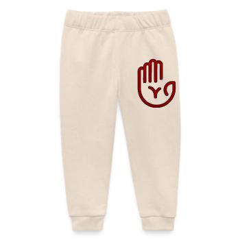 Red Minimal Handprint - Baby Organic Sweatpants by Stanley/Stella - soft Ecru - Front