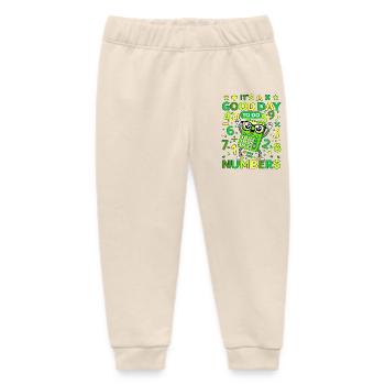 Cheerful Calculator Numbers - Baby Organic Sweatpants by Stanley/Stella - soft Ecru - Front