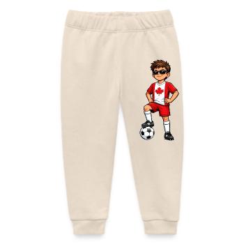 Soccer Boy Canada Fan Canadian Flag - Baby Organic Sweatpants by Stanley/Stella - soft Ecru - Front