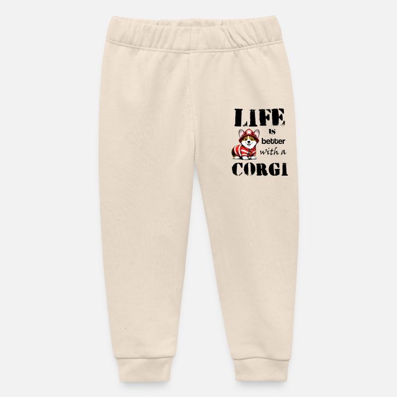 Corgi_firefighter - Pantalon de jogging bébé bio Stanley/Stella - écru doux