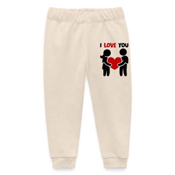 I Love You - Couple In Love Heart - Baby Organic Sweatpants by Stanley/Stella - soft Ecru - Front
