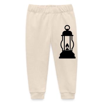 Vintage Lantern Oil Lamp - Baby Organic Sweatpants by Stanley/Stella - soft Ecru - Front