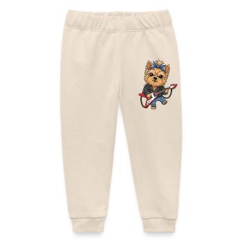 Punk Yorkie with guitar - Baby Organic Sweatpants by Stanley/Stella - soft Ecru - Front