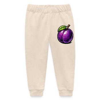 Cartoon plum with rich purple tones and shiny - Baby Organic Sweatpants by Stanley/Stella - soft Ecru - Front
