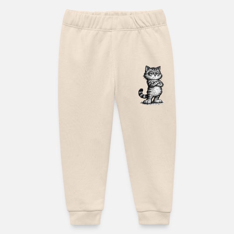 Grumpy Katze – Chef Vibes (Sketch Attitude) - Baby Organic Sweatpants by Stanley/Stella - soft Ecru