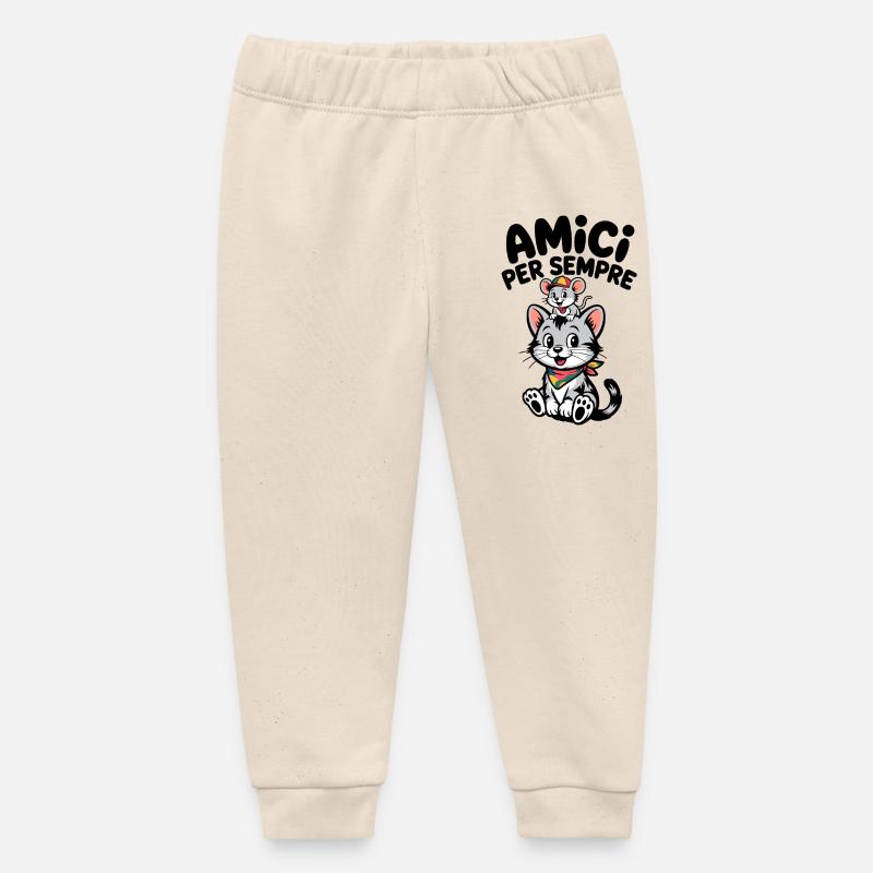 Chats et souris - Pantalon de jogging bébé bio Stanley/Stella - écru doux