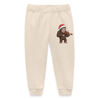 Christmas Bigfoot Sasquatch Playing Violin - Baby Organic Sweatpants by Stanley/Stella - soft Ecru - Front