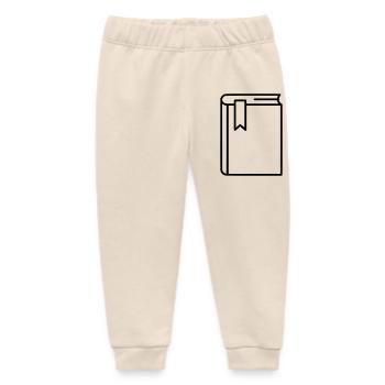 Book Notebook Bookmark Icon - Baby Organic Sweatpants by Stanley/Stella - soft Ecru - Front