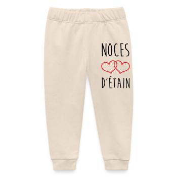 Pewter Wedding 10 Years Wedding - Baby Organic Sweatpants by Stanley/Stella - soft Ecru - Front