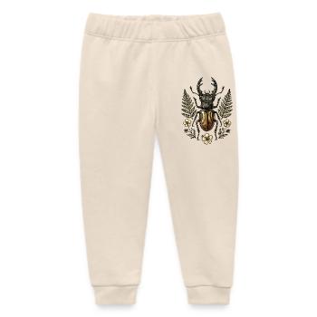 Bronze Insect in Leaf Wreath - Baby Organic Sweatpants by Stanley/Stella - soft Ecru - Front