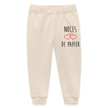 Noces de papier 37 ans de mariage - Pantalon de jogging bébé bio Stanley/Stella - écru doux - Devant