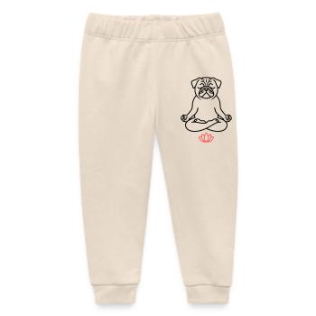 Pug Yoga Meditation Outline - Baby Organic Sweatpants by Stanley/Stella - soft Ecru - Front