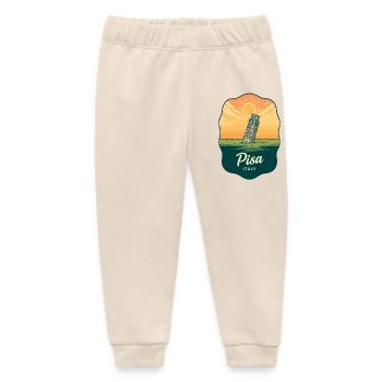 Pisa Leaning Tower Vintage Sunset Badge - Baby Organic Sweatpants by Stanley/Stella - soft Ecru - Front