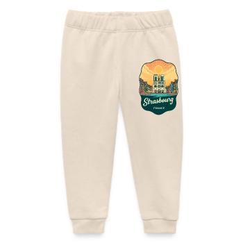 Strasbourg Cathedral Retro Sunset Badge - Baby Organic Sweatpants by Stanley/Stella - soft Ecru - Front
