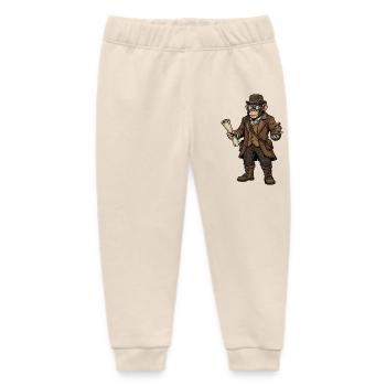 Monkey Explorer Steampunk Retro Adventure - Baby Organic Sweatpants by Stanley/Stella - soft Ecru - Front