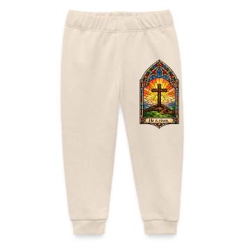 Resurrection He is Risen Easter Jesus - Baby Organic Sweatpants by Stanley/Stella - soft Ecru - Front