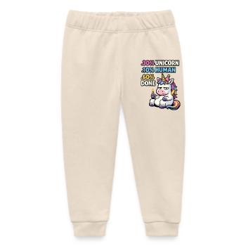 Unicorn Burnout Birthday Meme - Baby Organic Sweatpants by Stanley/Stella - soft Ecru - Front