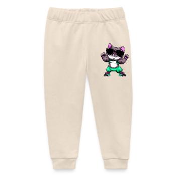 Fitness Cat - Baby Organic Sweatpants by Stanley/Stella - soft Ecru - Front