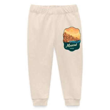 Muscat Oman Vintage Sunset Travel Badge - Baby Organic Sweatpants by Stanley/Stella - soft Ecru - Front