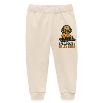 DJ Maltipoo: Bass, Beats & Belly Rubs Retro Design - Baby Organic Sweatpants by Stanley/Stella - soft Ecru - Front