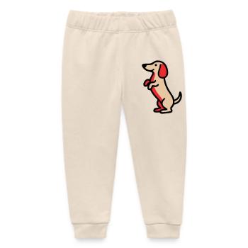 Cute Dachshund Dog Male Comic - Baby Organic Sweatpants by Stanley/Stella - soft Ecru - Front