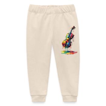 Violin with dripping paint - Baby Organic Sweatpants by Stanley/Stella - soft Ecru - Front